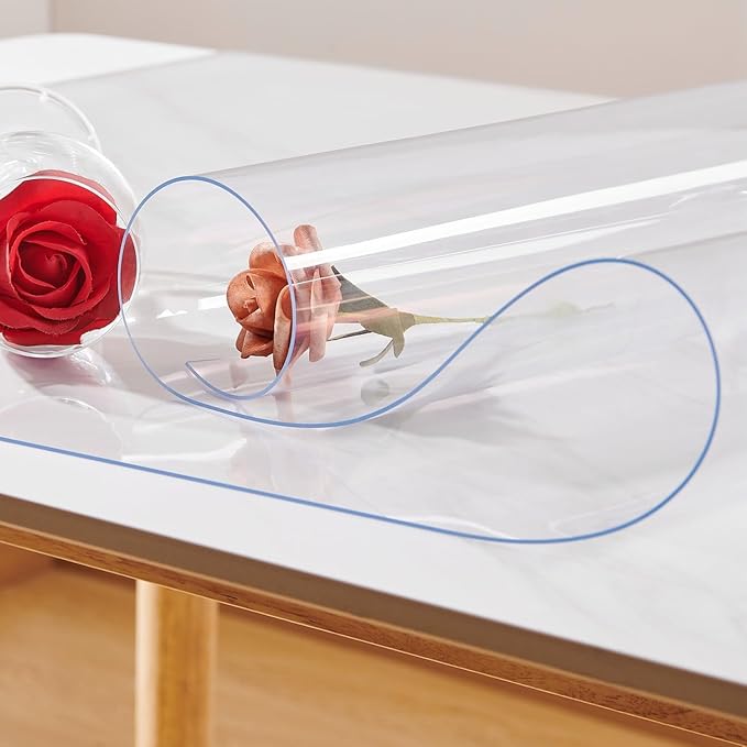 NECAUX 12 x 16 Inch 1.5mm Thick Clear Table Protector, Plastic Tablecloth PVC Waterproof Table Cover Protector Vinyl Desk Pad Mat for Coffee Table End Table Night Stand Dresser Vanity Makeup Decor