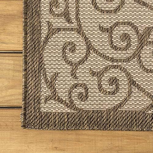 JONATHAN Y Vintage Filigree Indoor Outdoor Round Area Rug 8 Ft Beige/Brown, Madrid Textured Weave for Backyard, Patio, Porch, Easy-Cleaning, High Traffic, Pet-Friendly, Non-Shedding (SMB107B-8R) - Image 7
