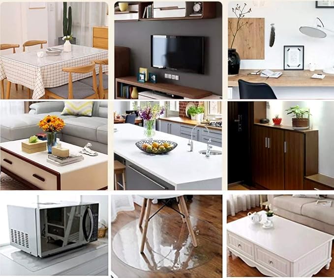 NECAUX Custom 54 x 103 Inch Frosted Table Cover Protector, 1.5mm Thick Wood Grain Transparent Table Pad Non-Slip Tablecloth Plastic Protective Pad for Dining Room Table Conference Table Meeting Table