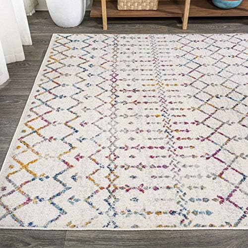 JONATHAN Y Boho Vintage Diamond Ivory/Multi Indoor Area Rug 3X5 ft, Moroccan Hype for Living Room, Bedroom, Kitchen, Office, Easy-Cleaning, High Traffic, Pet-Friendly, Non-Shedding (MOH101E-3) - Image 4