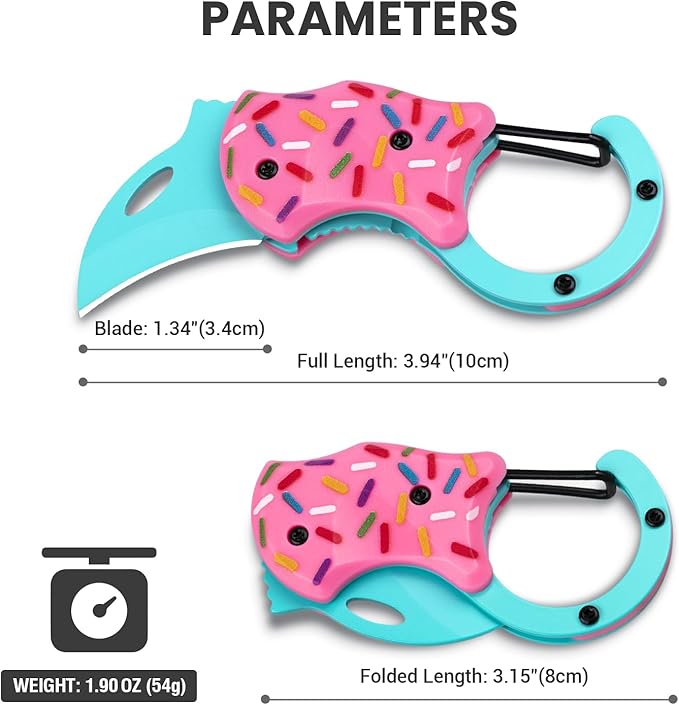 Small Pocket Knife for Women, Cute Donut Folding Box Cutter with 1.34 inch Sharp Blade, EDC Knives Tool for Everyday Carry, Great Gift for Her