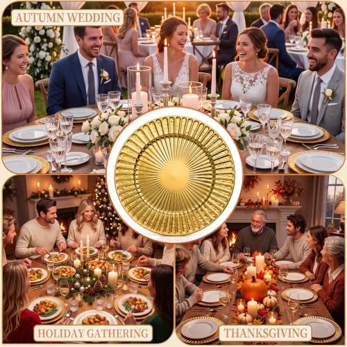 Havawish 8 Pcs 13 Inch Gold Charger Plates with Shell Edge - Image 5