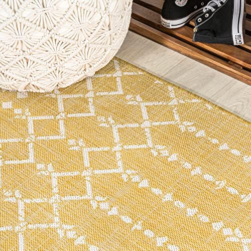 JONATHAN Y Moroccan Geometric Indoor Outdoor Runner Rug 2X10 Yellow/Cream, Ourika Textured Weave for Backyard, Patio, Porch, Easy-Cleaning, High Traffic, Pet-Friendly, Non-Shedding (SMB108G-210) - Image 5