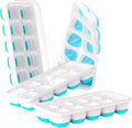 DOQAUS Ice Cube Trays 4 Pack, 40 pcs Silicone Ice Cubes Tray Maker with Spill-Resistant Removable Lid, Easy Release & Pop out, LFGB and BPA Free, Stackable Flexible, for Soup, Food, Cocktail, Coffee