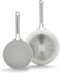 GreenPan Nova 8” & 10” 2 Piece Frying Pan Skillet Set, Oprah’s Favorite Things 2024, Induction Suitable PFAS-Free Nontoxic Ceramic Nonstick, Dishwasher & Oven Safe, Quick Even Heating, Cream White