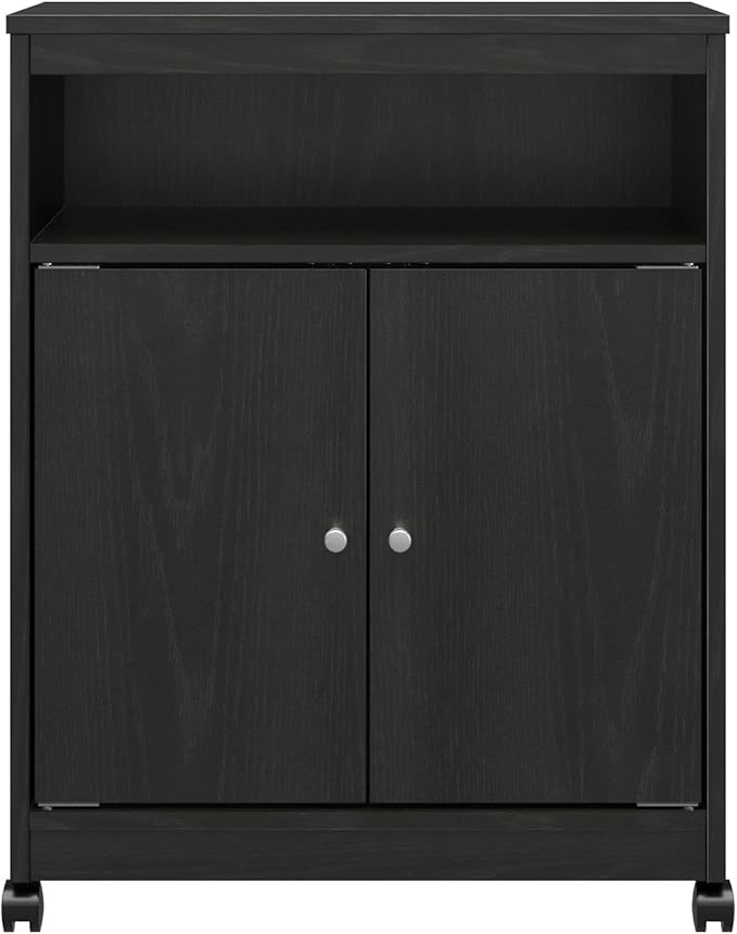 Ameriwood Home Landry Microwave Cart, Black Oak
