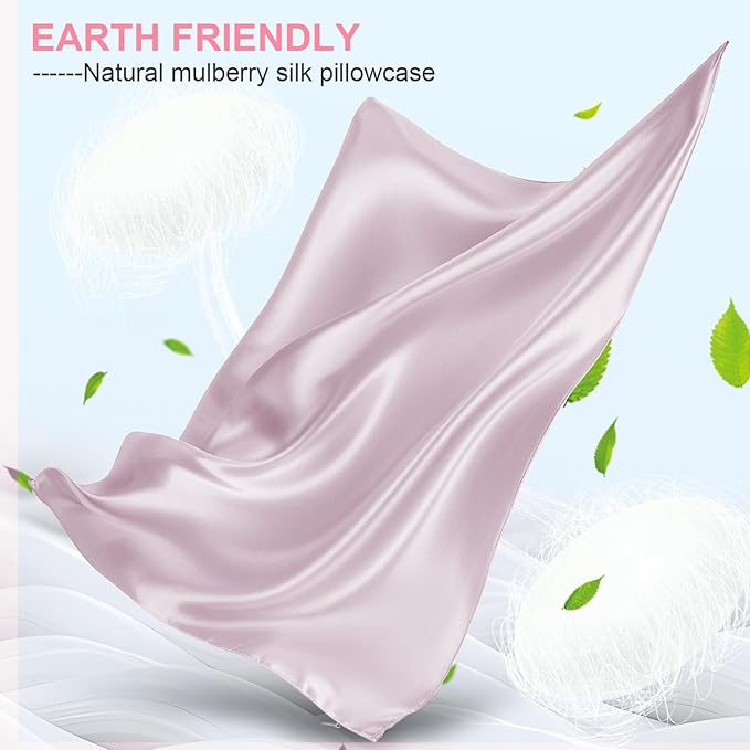 Mulberry Silk Pillow Cases 2 Pack Standard Size 20x26 Inches with Hidden Zipper, Ultra Smooth and Soft Breathable Cooling Silk Satin Pillowcase Set of 2, Better for Hair and Skin, Gifts for Women Men
