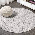 JONATHAN Y Boho Vintage Diamond Cream/Gray Round Area Rug 5 ft, Moroccan Hype for Living Room, Bedroom, Kitchen, Office, Easy-Cleaning, High Traffic, Pet-Friendly, Non-Shedding (MOH101B-5R) by JONATHANY