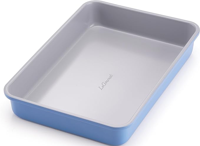 LeGourmet Nonstick Rectangle Baking Pan 9x13 Inch, Ceramic Coating, Non-Toxic, Rust Resistant Aluminized Steel, Perfect Baking Dish for Brownie Cake, Roasting, Lasagna - Cyan