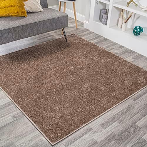 JONATHAN Y Haze Solid Low-Pile Brown 9' Square Indoor Area Rug, Coastal,Bohemian,Minimalist,Classic, Easy-Cleaning for Living Room,Bedroom,Kitchen,Pet Friendly,Non-Shedding (SEU100J-9SQ) by JONATHANY