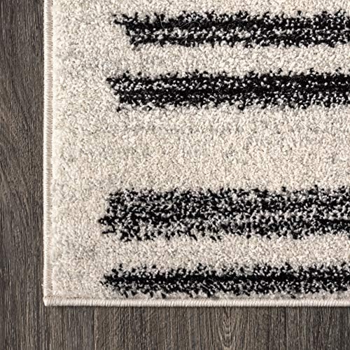 JONATHAN Y Khalil Modern Berber Stripe Cream/Black Runner Rug, 2x8, Contemporary, Bohemian, Easy-Cleaning for Living Room, Bedroom, Kitchen, Pet Friendly, Non-Shedding (MOH207A-28) - Image 3