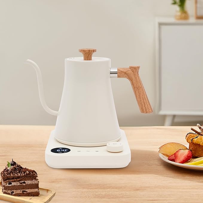 Gooseneck Electric Kettle, 1500W/0.9L Kettle Electric ±1℉ Temperature Control Pour Over Kettle for Coffee, Brew Tea, Boil Hot Water, Stainless Steel Interior Quick Heating, Overheat Protection