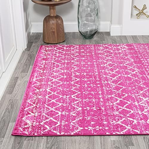 JONATHAN Y Boho Vintage Diamond Fuchsia/Ivory Indoor Area Rug 5X8 ft, Moroccan Hype for Living Room, Bedroom, Kitchen, Office, Easy-Cleaning, High Traffic, Pet-Friendly, Non-Shedding (MOH101G-5) - Image 3