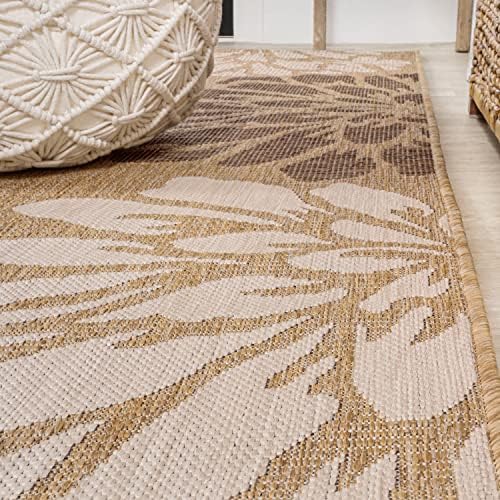 JONATHAN Y Floral Textured Weave Indoor Outdoor Round Area Rug 3 Ft Brown/Cream, Zinnia Modern for Backyard, Patio, Porch, Easy-Cleaning, High Traffic, Pet-Friendly, Non-Shedding (SMB110I-3R) - Image 7