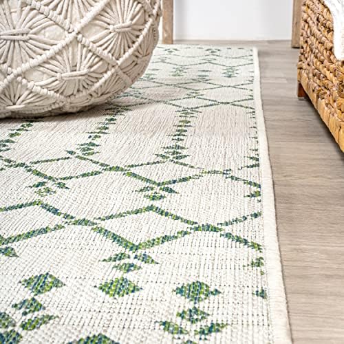 JONATHAN Y Moroccan Geometric Indoor Outdoor Square Area Rug 5X5 Green/Ivory, Ourika Textured Weave for Backyard, Patio, Porch, Easy-Cleaning, High Traffic, Pet-Friendly, Non-Shedding (SMB108R-5SQ) - Image 6