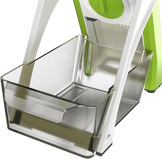 5 in 1 Safe Mandoline Slicer for Kitchen, Safe Vegetable Chopper with Paring Knife, Adjustable Thickness, Easy to Clean, Vegetable Slicer, Slicing, Strips, Shredding, Dicing, Chop (Haze Bluen)