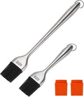 RWM Basting Brush - Grilling BBQ Baking, Pastry and Oil Stainless Steel Brushes with Back up Silicone Brush Heads(Orange) for Kitchen Cooking & Marinating, Dishwasher