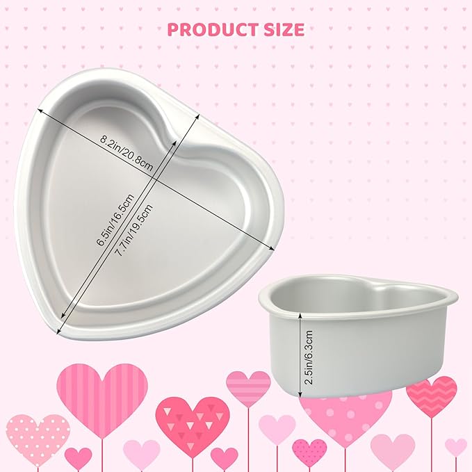 Heart Shaped Cake Pan 8 Inch Aluminum Cake Pans Heart Cake Tin Baking Cake Mold for Valentine's Weddings Birthday Party