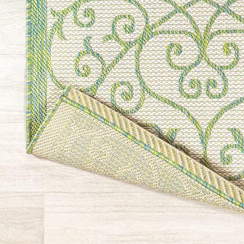 JONATHAN Y Vintage Filigree Indoor Outdoor Area Rug 4X6 Cream/Green, Madrid Textured Weave for Backyard, Patio, Porch, Easy-Cleaning, High Traffic, Pet-Friendly, Non-Shedding (SMB107J-4) - Image 5
