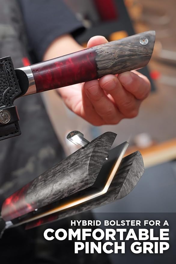 Dalstrong Santoku Knife - 7 inch - Spartan Ghost Series - Premium American Forged S35VN Powdered Steel Kitchen Knife - Razor Sharp Kitchen Knife - Maple & Red Resin Handle - Vegetable Knife - Sheath