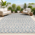 JONATHAN Y Moroccan Geometric Indoor Outdoor Area Rug 4X6 Light Gray/Navy, Ourika Textured Weave for Backyard, Patio, Porch, Easy-Cleaning, High Traffic, Pet-Friendly, Non-Shedding (SMB108A-4) by JONATHANY