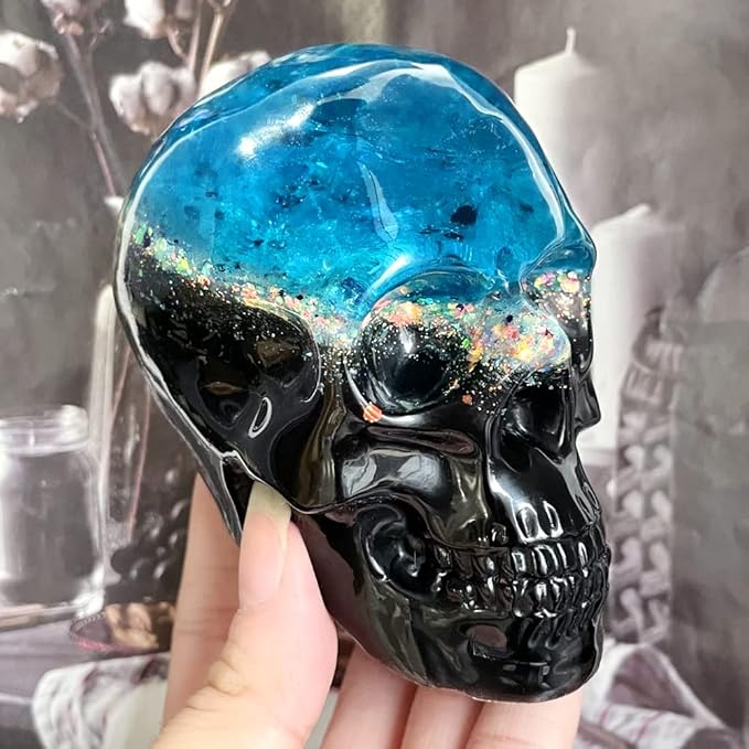 RESINWORLD Set of Large + Medium + Small 3D Skull Resin Molds, Flexible Clear Silicone Skull Head Molds, Silicone Molds for Resin, Soap, Clay, Candle Wax Casting, Halloween Home Decoration