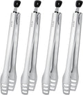 4 Pcs Stainless Steel Tongs for Cooking, Kitchen Food Serving, Buffet Party, 10.6 in/27 cm Locking Utensils with Hollow Head, Food-safe Material