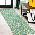 JONATHAN Y Moroccan Geometric Indoor Outdoor Runner Rug 2X8 Green/Cream, Ourika Textured Weave for Backyard, Patio, Porch, Easy-Cleaning, High Traffic, Pet-Friendly, Non-Shedding (SMB108L-28) by JONATHANY