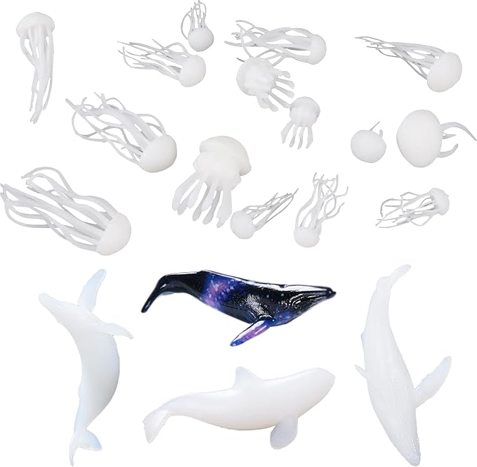Woohome 20 PCS 3D Mini Jellyfish Mini Whale Resin Mould Filler Resin Casting Moulds Fillers, 3D Resin Filler Art Craft Supplies Epoxy Moulds for Jewelry Making Supplies, Art Resin Crafts DIY