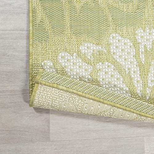 JONATHAN Y Floral Textured Weave Indoor Outdoor Square Area Rug 5X5 Green/Cream, Zinnia Modern for Backyard, Patio, Porch, Easy-Cleaning, High Traffic, Pet-Friendly, Non-Shedding (SMB110H-5SQ) - Image 6