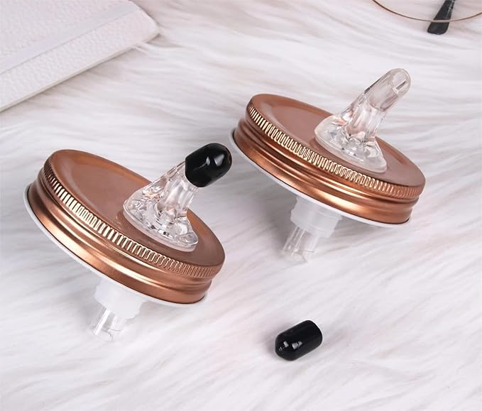 Mason Jar Pour Spouts. free flow Mason Jar Pour Spouts, mason jar for spout regular mouth size 70mm dispenser germination cover. Suitable for any liquid. Leak-Proof 4-Pack + 8 Lid Caps (rose gold)