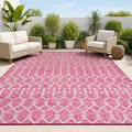 JONATHAN Y Moroccan Geometric Indoor Outdoor Area Rug 3X5 Fuchsia/Light Gray, Ourika Textured Weave for Backyard, Patio, Porch, Easy-Cleaning, High Traffic, Pet-Friendly, Non-Shedding (SMB108Q-3) by JONATHANY