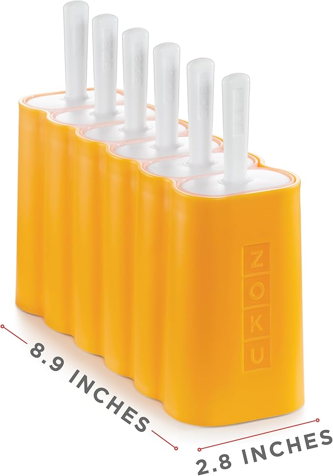 ZOKU Mod Pops, 6 Classic Popsicle Molds in One Compact Tray With Sticks and Drip Guards, Easy-Release, BPA-free