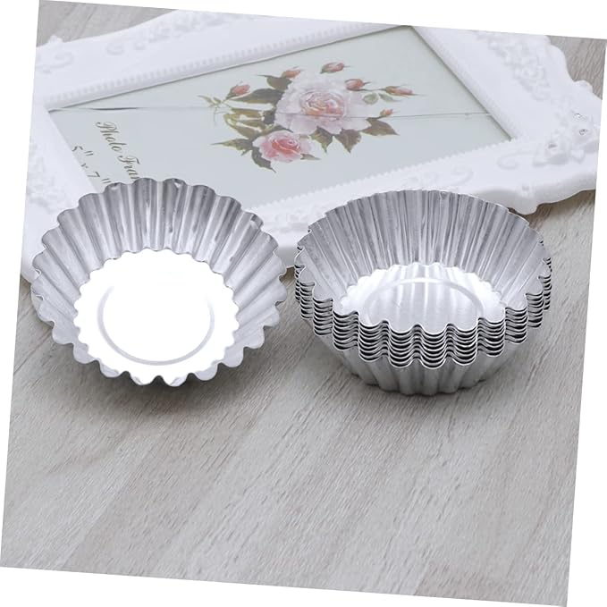 GLEAVI 30pcs Aluminum Alloy Egg Tart Molds Tart Tins for Baking Reusable Tartlet Pans Non Stick Coating