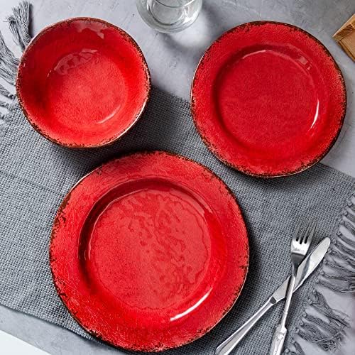 LEHAHA Melamine Dinnerware Sets for 4, 12Pcs Farmhouse Plates and bowls Set - Image 3