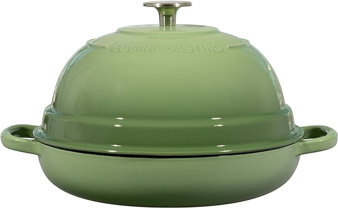 Enameled Cast Iron Dutch Oven Pot with Lid, Round Bread Oven for Homemade Sourdough Bread Baking, 6 Quart, Pistachio Green