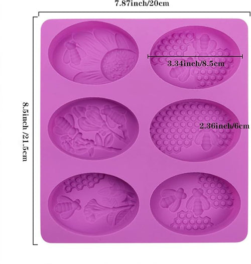 3D Bee Soap Molds 2pcs 6 Cavities Honeybee Silicone Soap Molds Honeycomb Soap Mold for Homemade Craft Soap