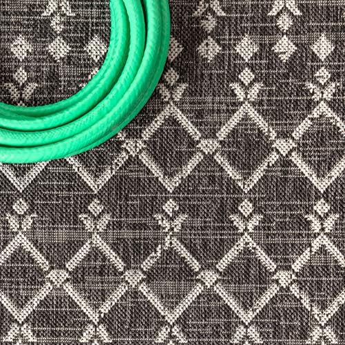 JONATHAN Y Moroccan Geometric Indoor Outdoor Round Area Rug 5 Ft Black/Gray, Ourika Textured Weave for Backyard, Patio, Porch, Easy-Cleaning, High Traffic, Pet-Friendly, Non-Shedding (SMB108F-5R) - Image 4