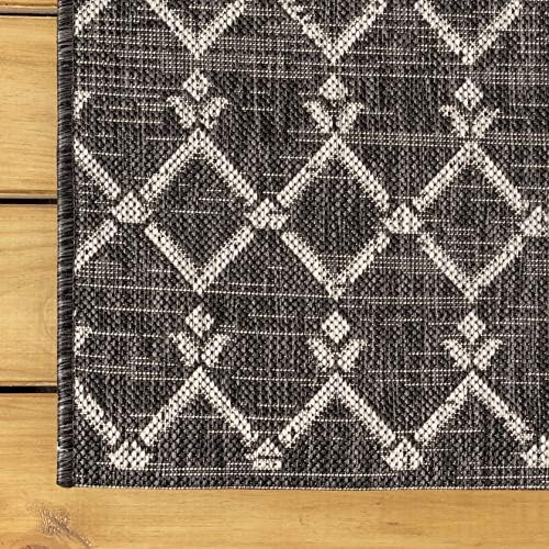 JONATHAN Y Moroccan Geometric Indoor Outdoor Round Area Rug 3 Ft Black/Gray, Ourika Textured Weave for Backyard, Patio, Porch, Easy-Cleaning, High Traffic, Pet-Friendly, Non-Shedding (SMB108F-3R) - Image 6