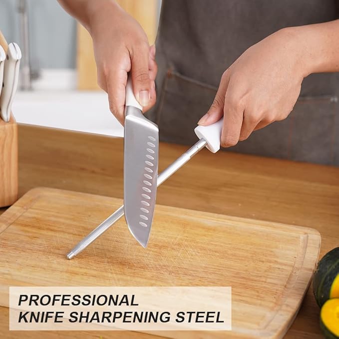 Harriet 14-Piece Knife Block Set, High-Carbon Stainless Steel Chef Knives with Triple Rivet Handles, Sharpening Steel & Multifunctional Shears | Santoku, Bread, Steak Knives & Wood Block