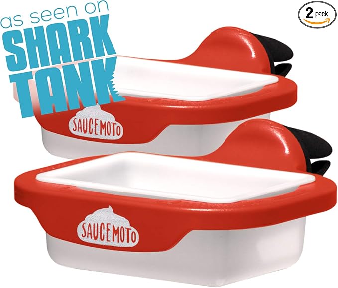 Saucemoto Dip Clip | Vehicle Sauce Holder for Dipping sauces. As seen on Shark Tank (Stocking Stuffer 2-Pack, Red) Great for White Elephant Gift