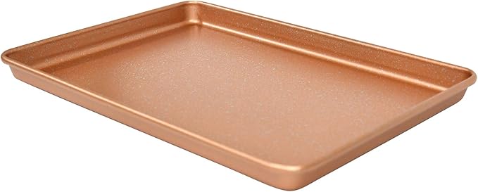casaWare 13 x 9 x 1-Inch Ultimate Series Commercial Weight Ceramic Non-Stick Coating Cookie/Jelly Roll Pan (Rose Gold Granite)