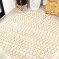 JONATHAN Y Moroccan Geometric Indoor Outdoor Round Area Rug 5 Ft Cream/Yellow, Ourika Textured Weave for Backyard, Patio, Porch, Easy-Cleaning, High Traffic, Pet-Friendly, Non-Shedding (SMB108J-5R) by JONATHANY
