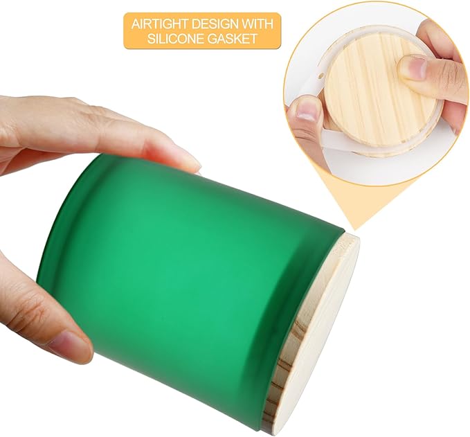 8 OZ Thick Candle Jars for Making Candles 15 Pcs, Empty Jars with Wood Lids for Candle Making, Sample Container, Frosted Green