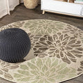 JONATHAN Y Floral Textured Weave Indoor Outdoor Round Area Rug 6 Ft Sage/Brown, Zinnia Modern for Backyard, Patio, Porch, Easy-Cleaning, High Traffic, Pet-Friendly, Non-Shedding (SMB110A-6R) by JONATHANY