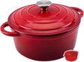 Enameled Cast Iron Dutch Oven Pot with Lid Heavy-Duty Cookware for Bread Baking, Braising, Stews, Roasting,4QT，red