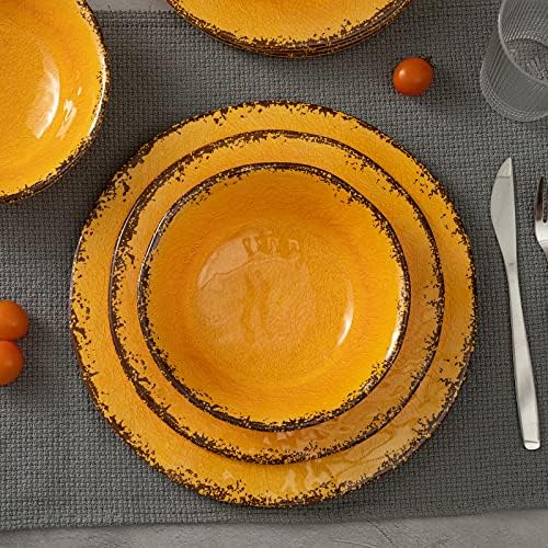 LEHAHA Rustic Melamine Dinnerware Sets for 4, Harvest Plates and Bowls Set - Image 5
