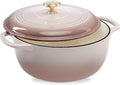 Best Choice Products 6 Quart Enamel Cast-Iron Round Dutch Oven, Family Style Heavy-Duty Pre-Seasoned Cookware for Home, Kitchen, Dining Room, Oven Safe w/Lid, Dual Handles - Mushroom Beige