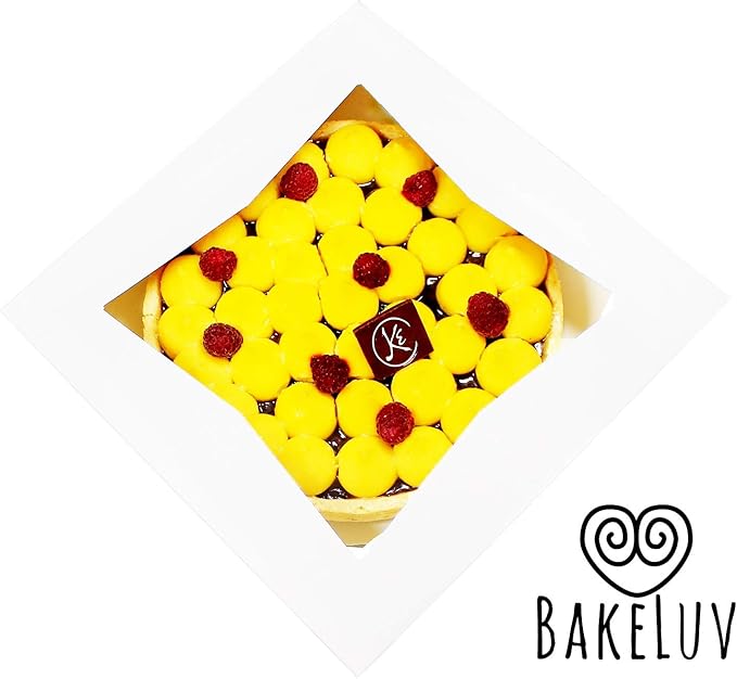 BAKELUV Pie Boxes for 9 Inch Pie | White, 25 Pack | 9x9x2.5 Bakery Box with Window, 9x9 Cookie Box, 9 Inch Pastry Boxes with Window Bulk, Cake Boxes, Auto Pop Up