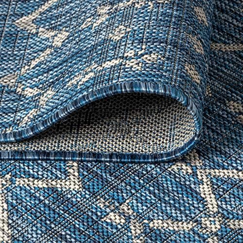 JONATHAN Y Moroccan Geometric Indoor Outdoor Square Area Rug 3X3 Navy/Light Gray, Ourika Textured Weave for Backyard, Patio, Porch, Easy-Cleaning, High Traffic, Pet-Friendly, Non-Shedding SMB108B-3SQ - Image 5